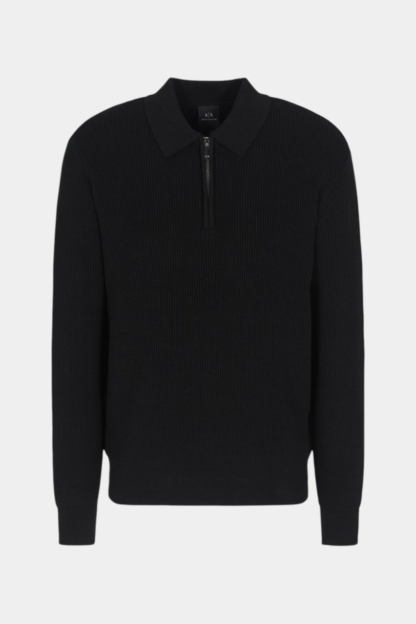 Чорний светр-поло із вовняної суміші XM000129 AF10348 UC001 Armani Exchange