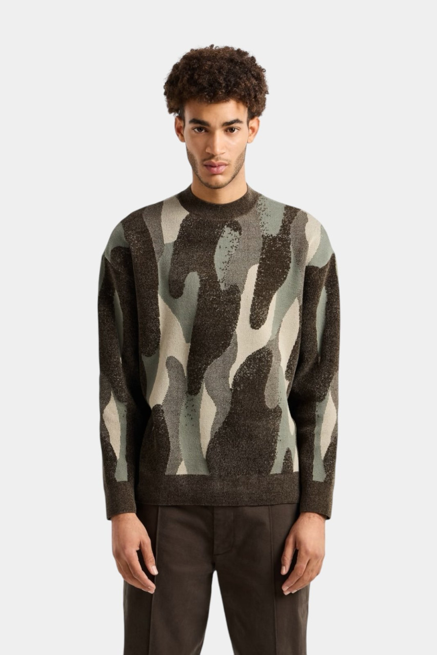 Хакі светр з камуфляжним принтом 6DZM1J ZM4HZ 4891 Armani Exchange