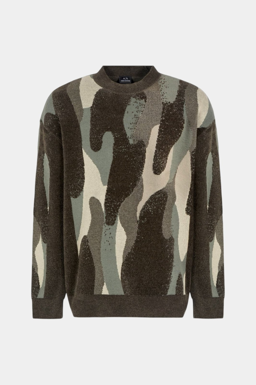 Хакі светр з камуфляжним принтом 6DZM1J ZM4HZ 4891 Armani Exchange