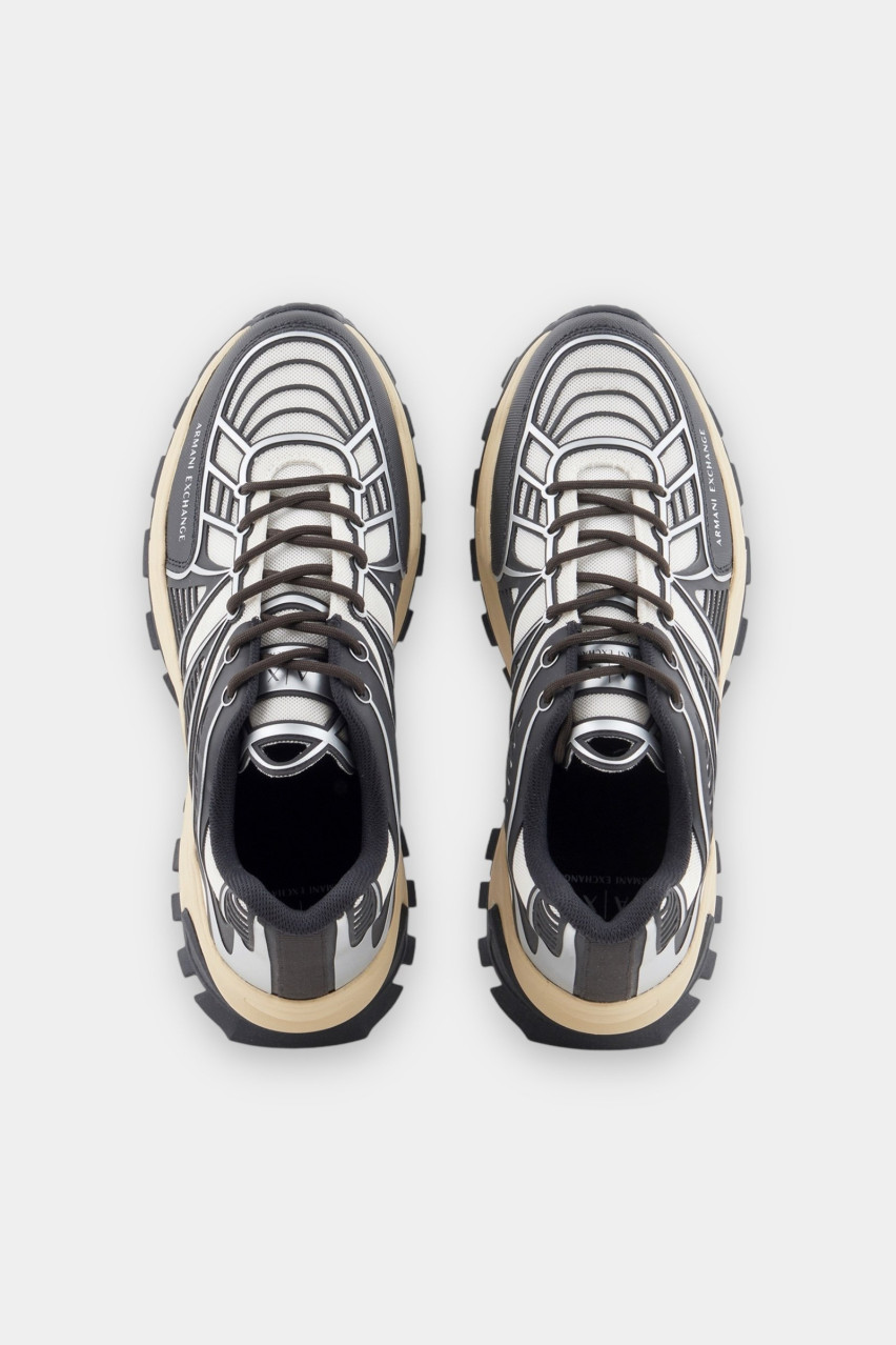 Чорно-сірі кросівки з оптичним дизайном та масивною підошвою XUX238 XV907 U313 Armani Exchange