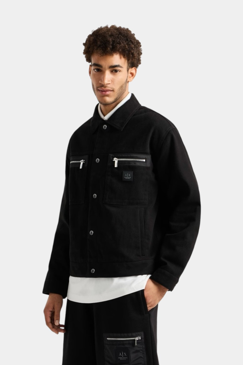 Чорна джинсова куртка з накладними кишенями XM000038 AF10326 UC001 Armani Exchange