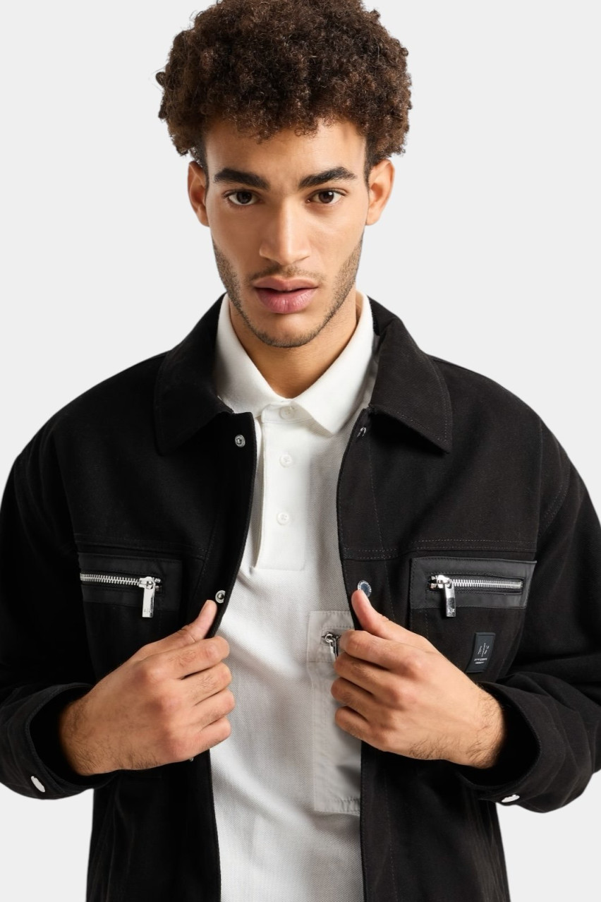 Чорна джинсова куртка з накладними кишенями XM000038 AF10326 UC001 Armani Exchange