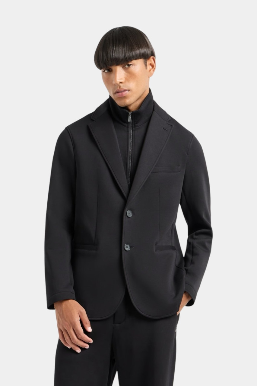 Чорний однобортний піджак зі стрейчевої бавовни 6DZGHF ZJZGZ 1200 Armani Exchange
