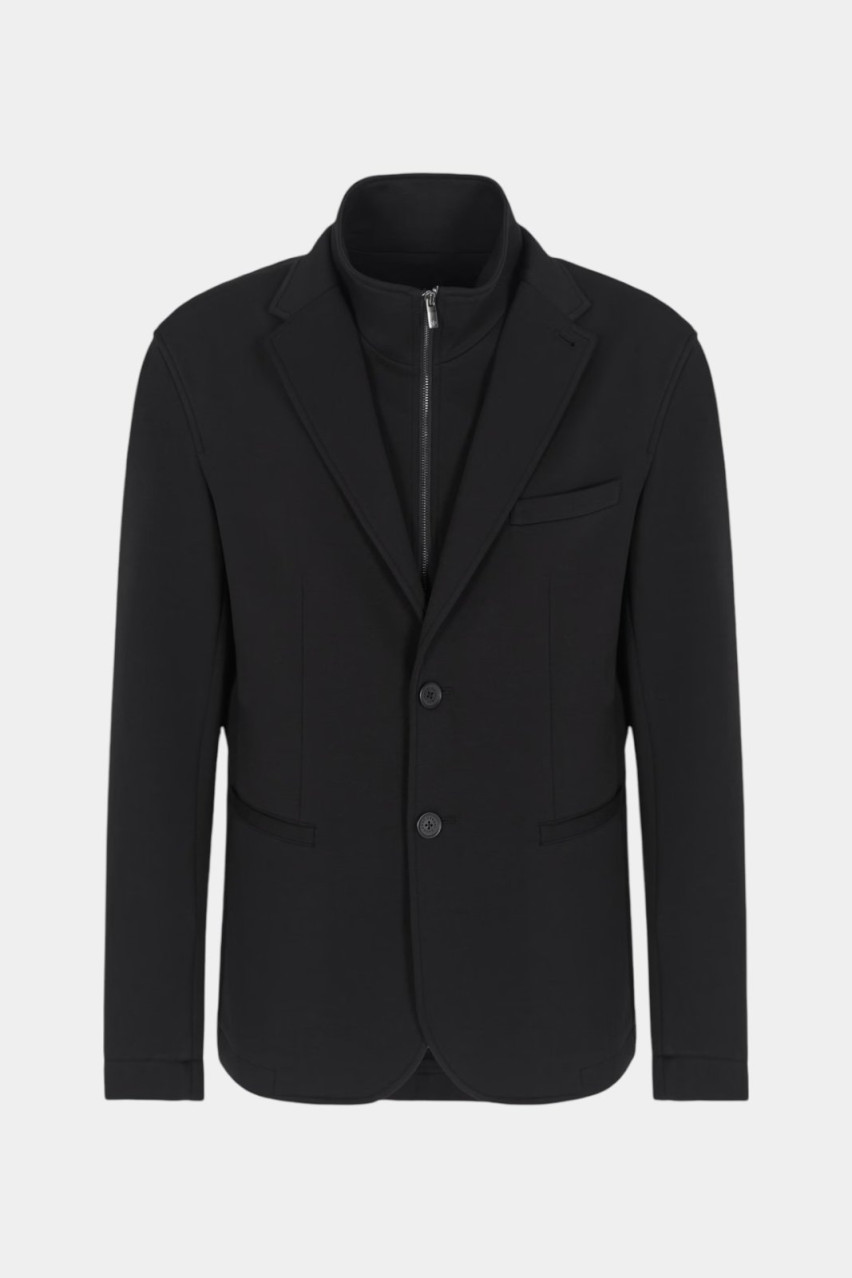 Чорний однобортний піджак зі стрейчевої бавовни 6DZGHF ZJZGZ 1200 Armani Exchange