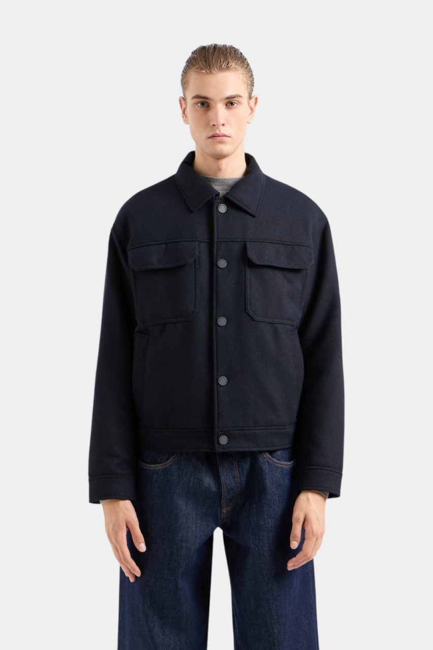 Темно-синє вкорочене пальто-сорочка 6DZB30 ZN5OZ 1510 Armani Exchange