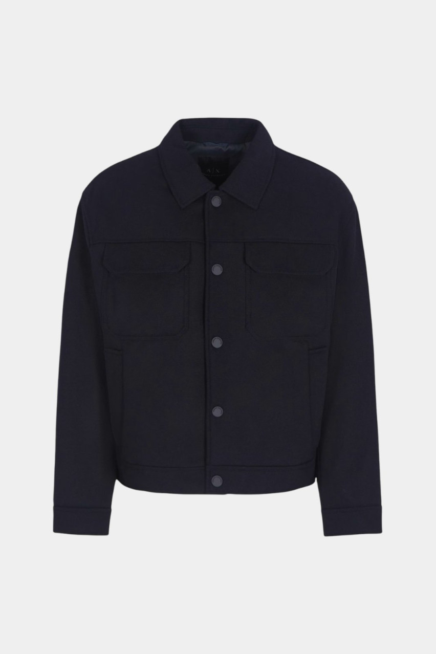 Темно-синє вкорочене пальто-сорочка 6DZB30 ZN5OZ 1510 Armani Exchange