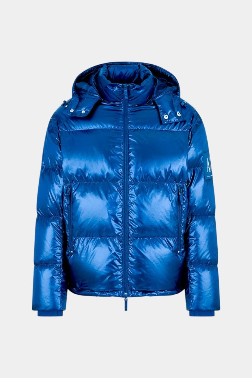 Синий глянцевый пуховик 8NZB70 ZNYNZ 15DS Armani Exchange