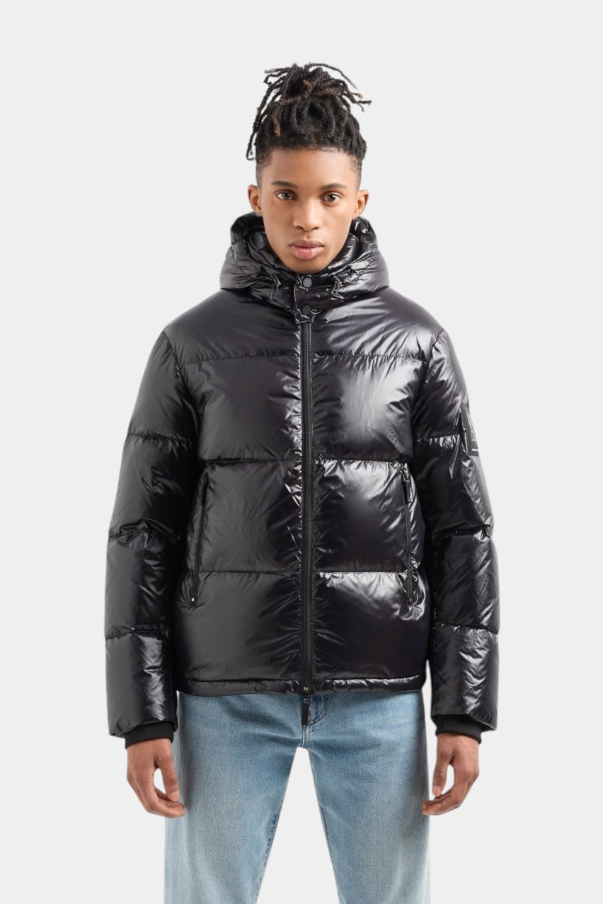 Черный глянцевый пуховик 8NZB70 ZNYNZ 1200 Armani Exchange