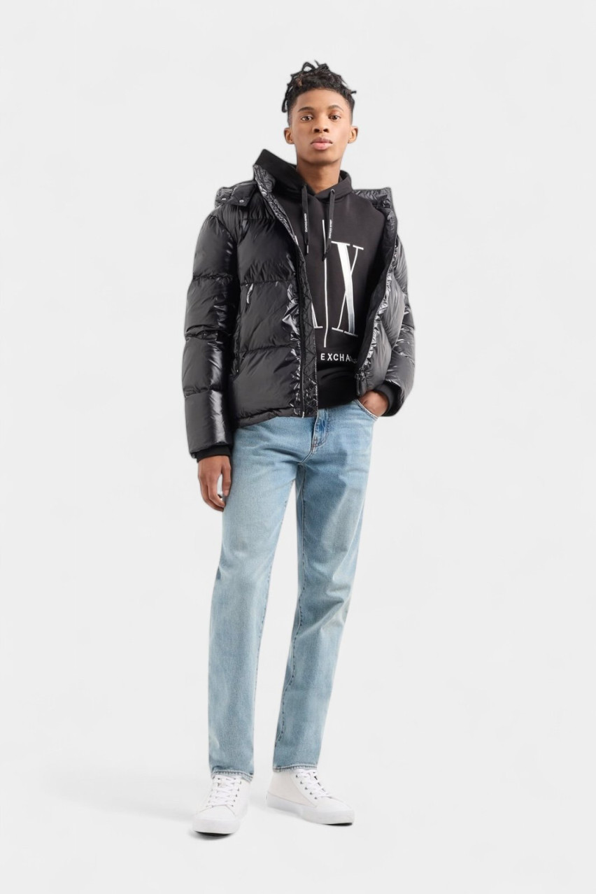 Черный глянцевый пуховик 8NZB70 ZNYNZ 1200 Armani Exchange