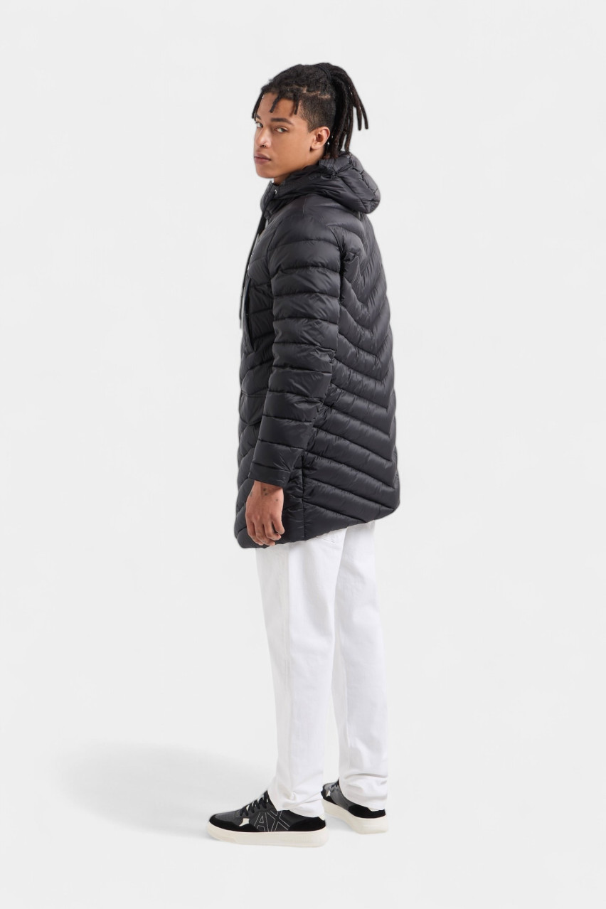Черный длинный пуховик с капюшоном 8NZL20 ZNW3Z 1200 Armani Exchange