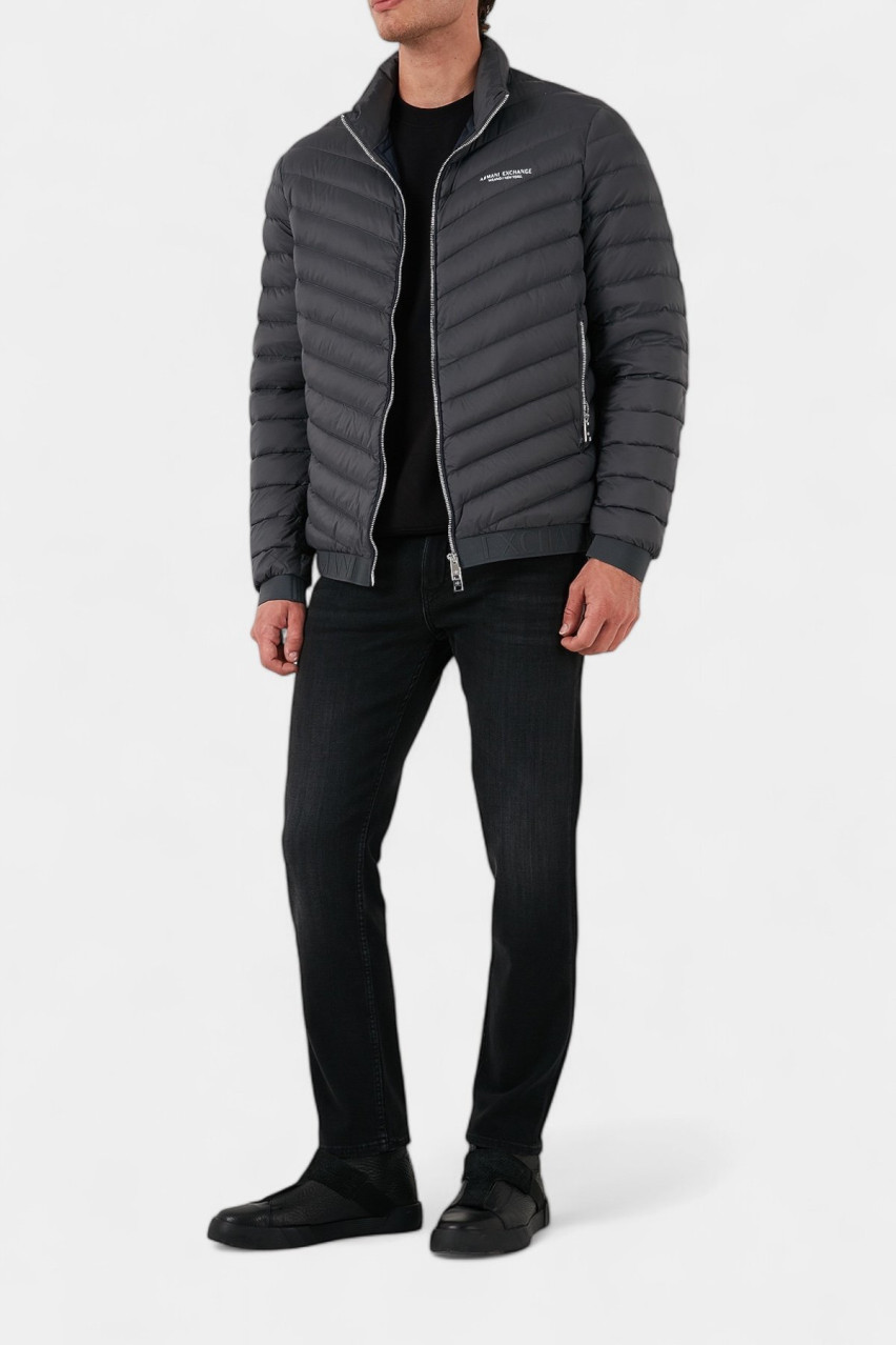 Графітовий стьобаний пуховик на блискавці 8NZB52 ZNW3Z 7907 Armani Exchange