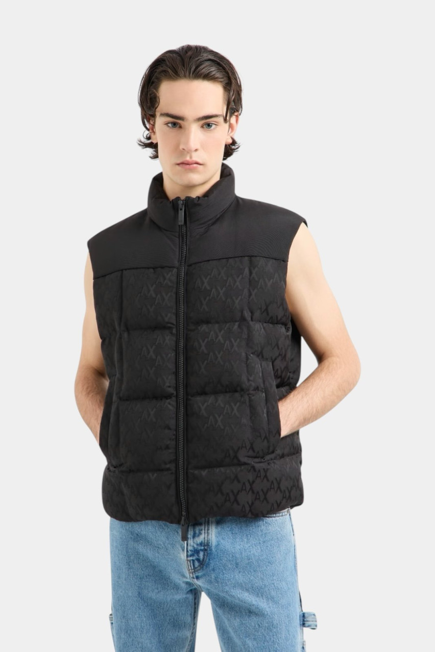 Чорна жилетка з монограмним принтом 6DZQL1 ZN5GZ 1200 Armani Exchange