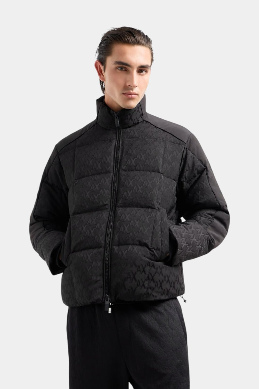 Черный пуховик с монограммным принтом 6DZBL2 ZN5GZ 1200 Armani Exchange