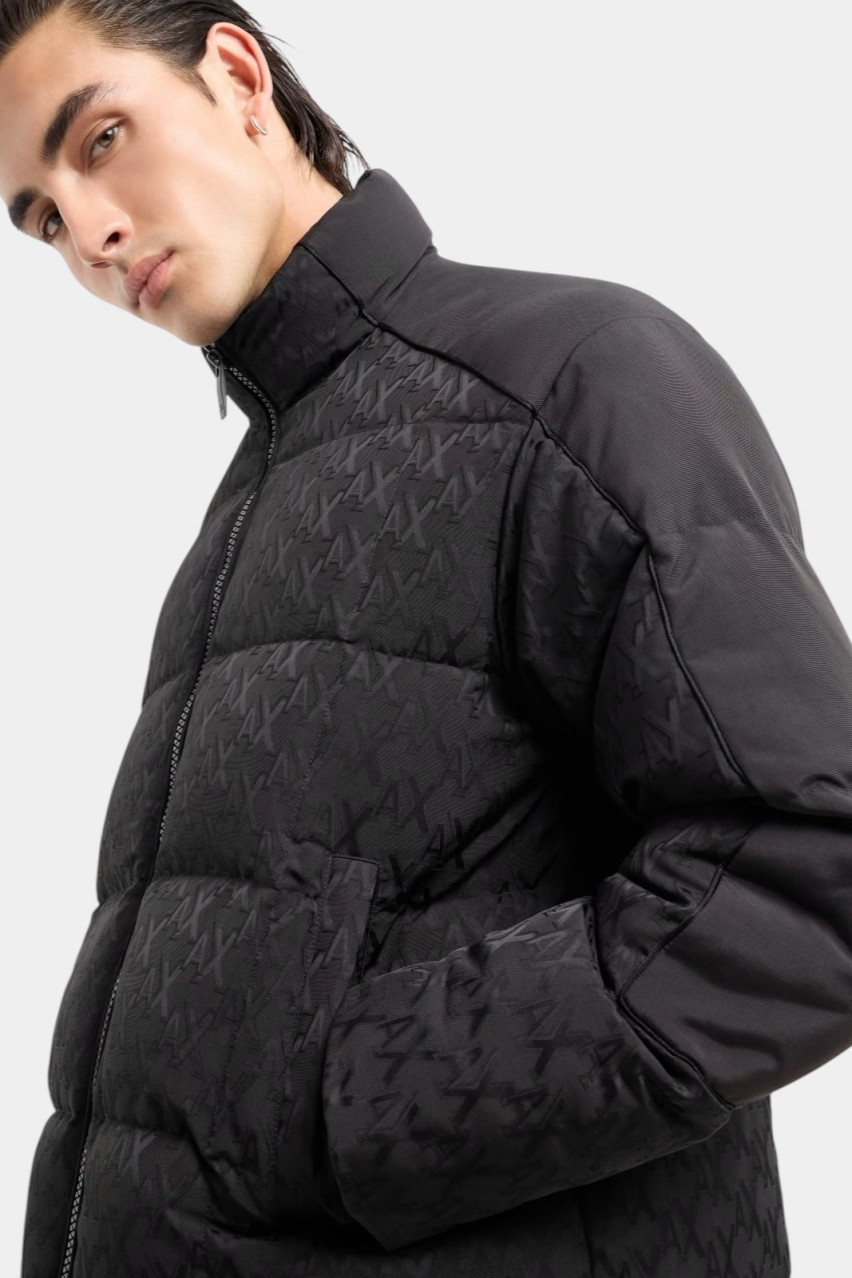 Черный пуховик с монограммным принтом 6DZBL2 ZN5GZ 1200 Armani Exchange
