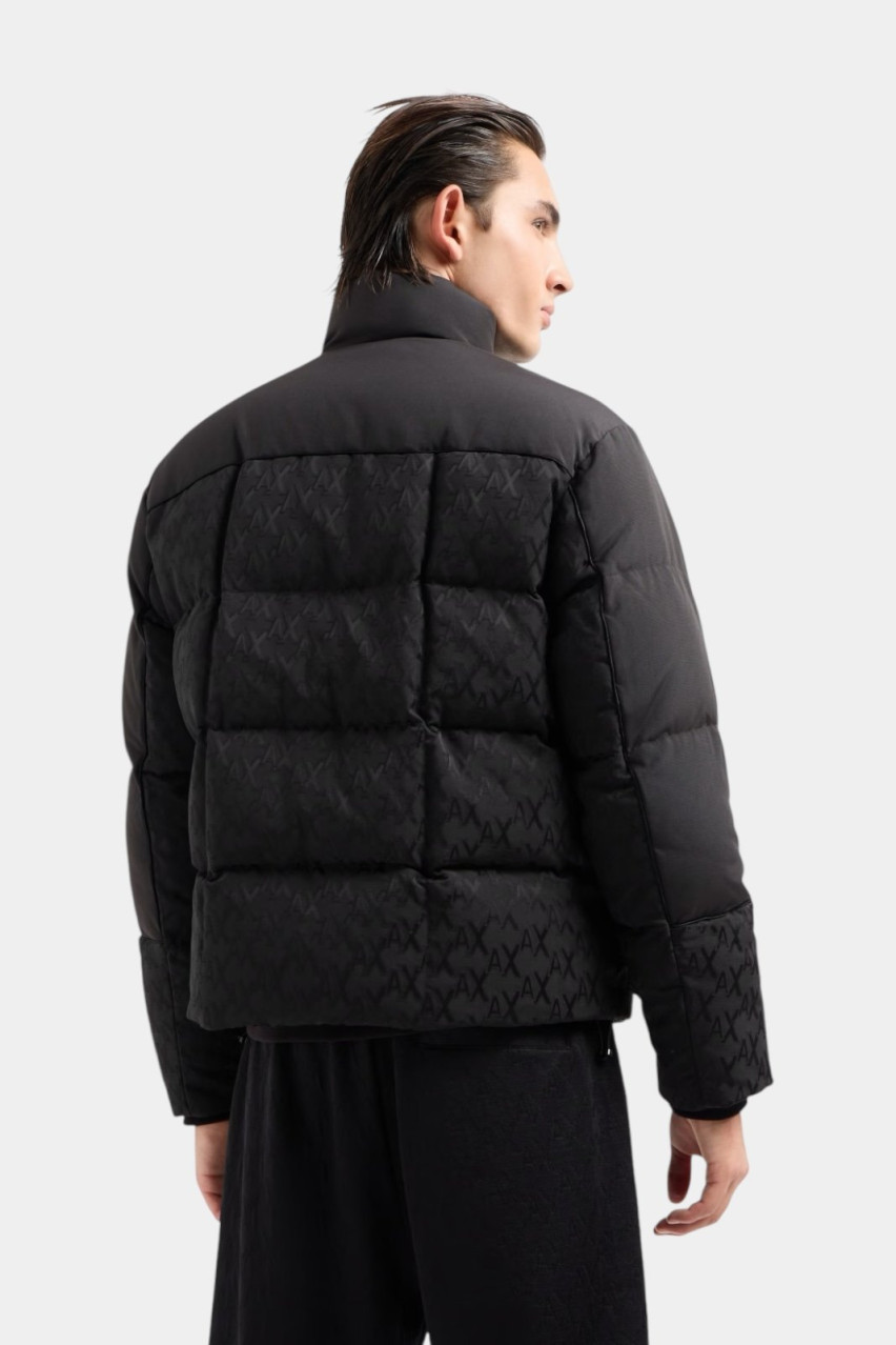 Черный пуховик с монограммным принтом 6DZBL2 ZN5GZ 1200 Armani Exchange
