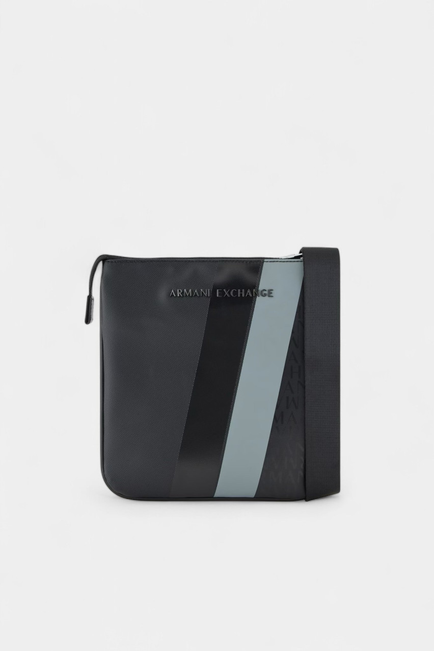 Черная сумка кросс-боди с монограммой и полосатым дизайном XM000164 AF11935 MC043 Armani Exchange