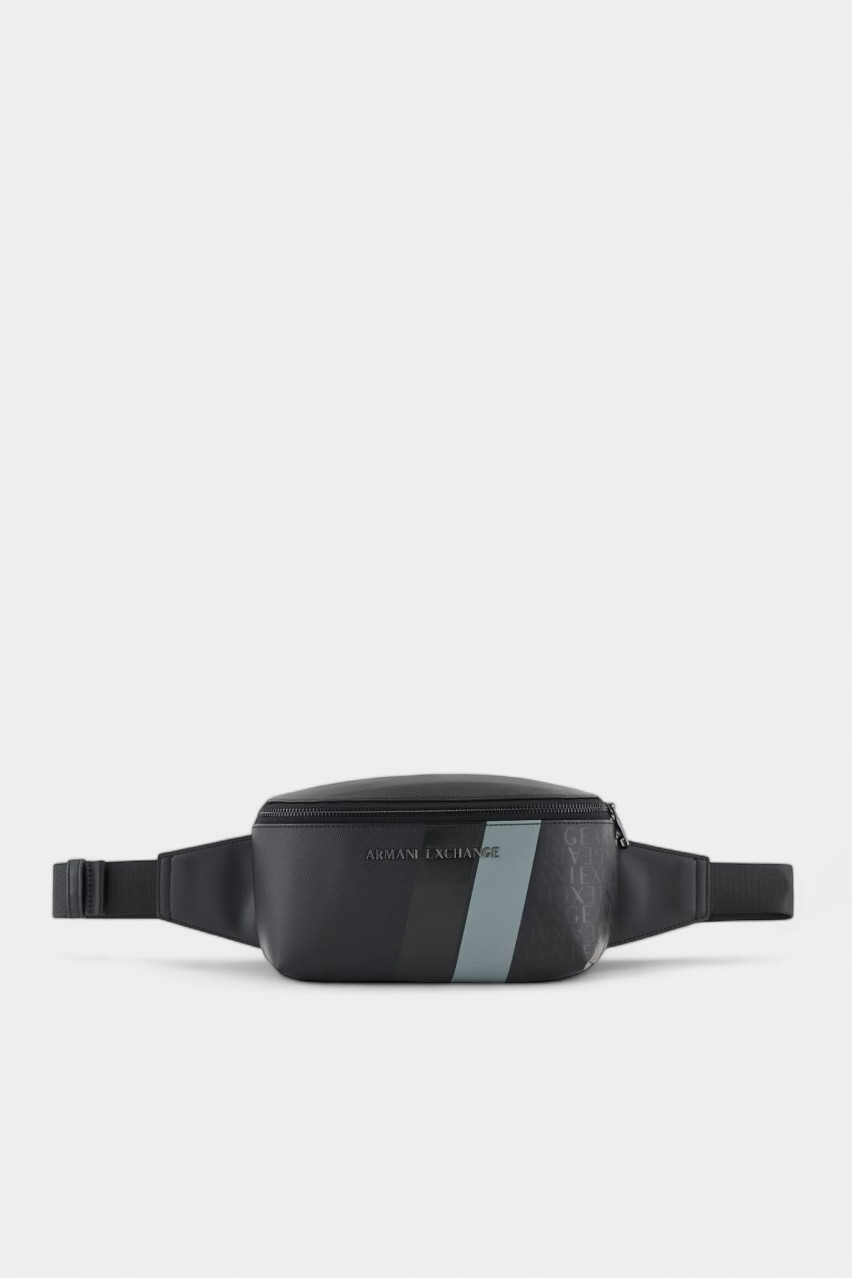 Черная поясная сумка с монограммой и полосатым дизайном XM000165 AF11935 MC043 Armani Exchange