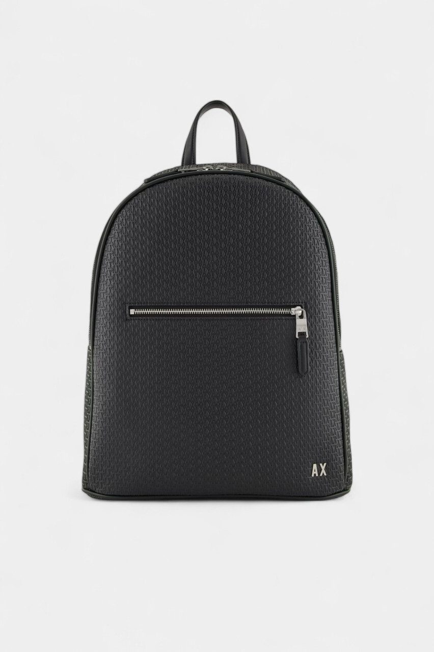 Чорний рюкзак з тисненим логотипом по всій поверхні XM000156 AF11928 UC001 Armani Exchange