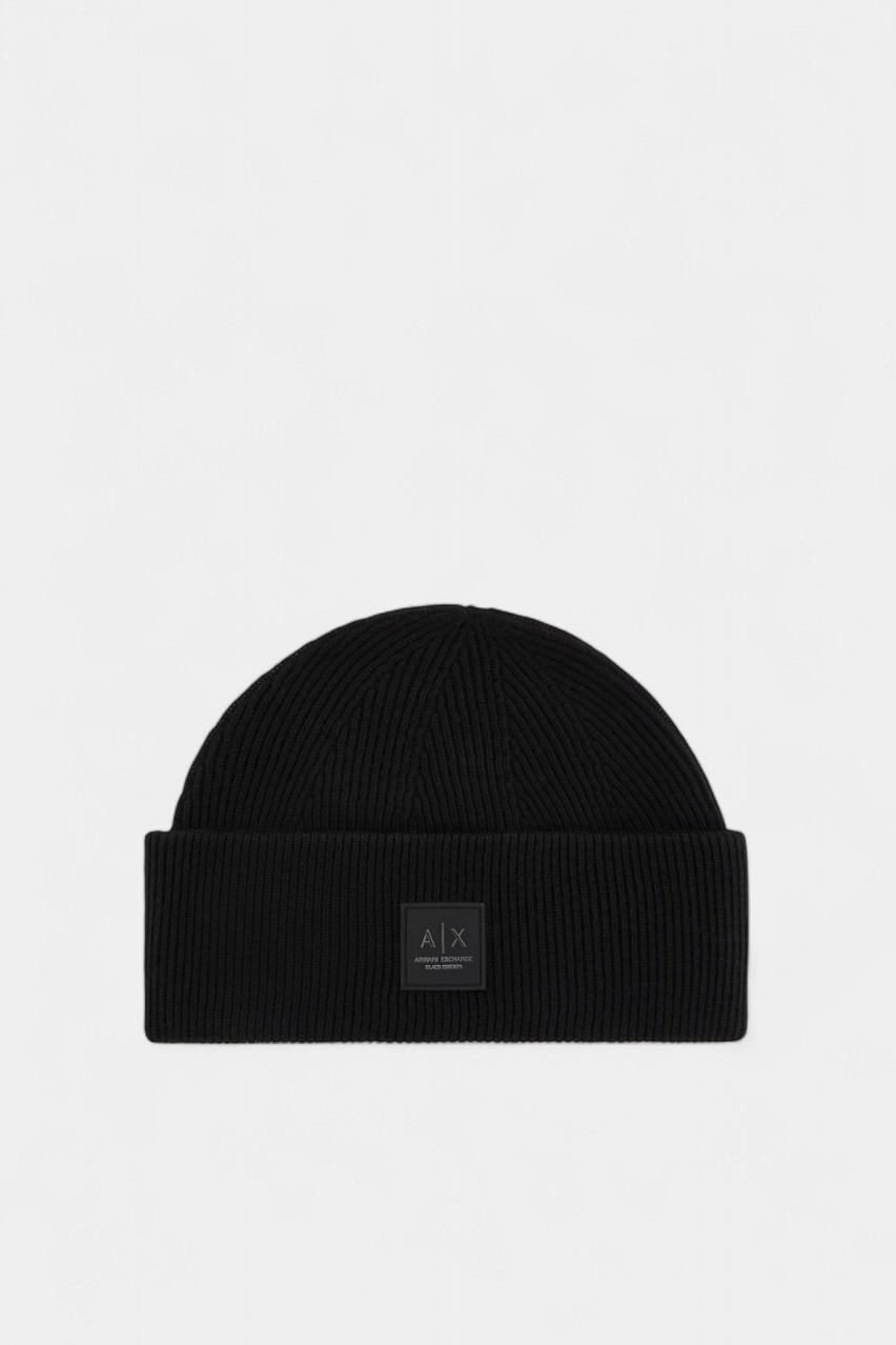 Черная вязаная шапка из шерстяной смеси XM000007 AF10135 UC001 Armani Exchange