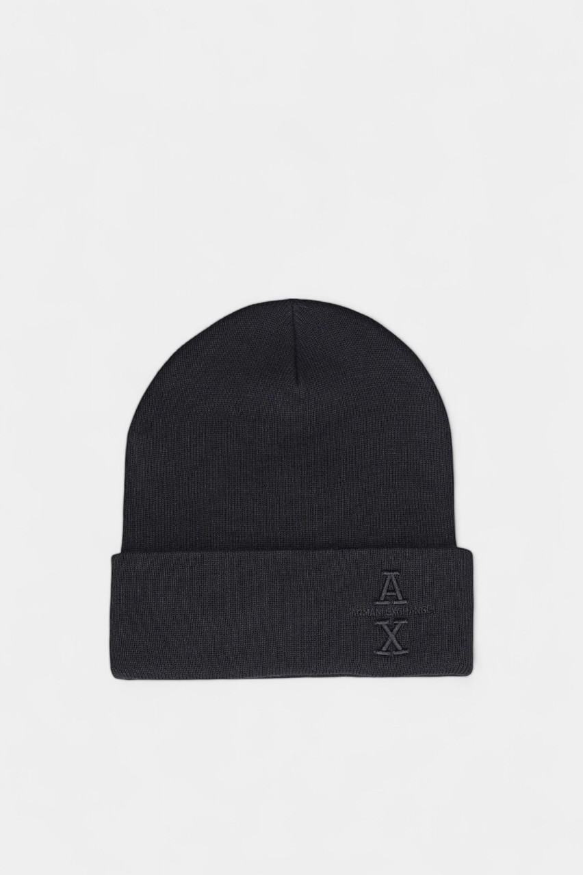 Черная вязаная шапка с вышитым логотипом 954660 4F300 00020 Armani Exchange
