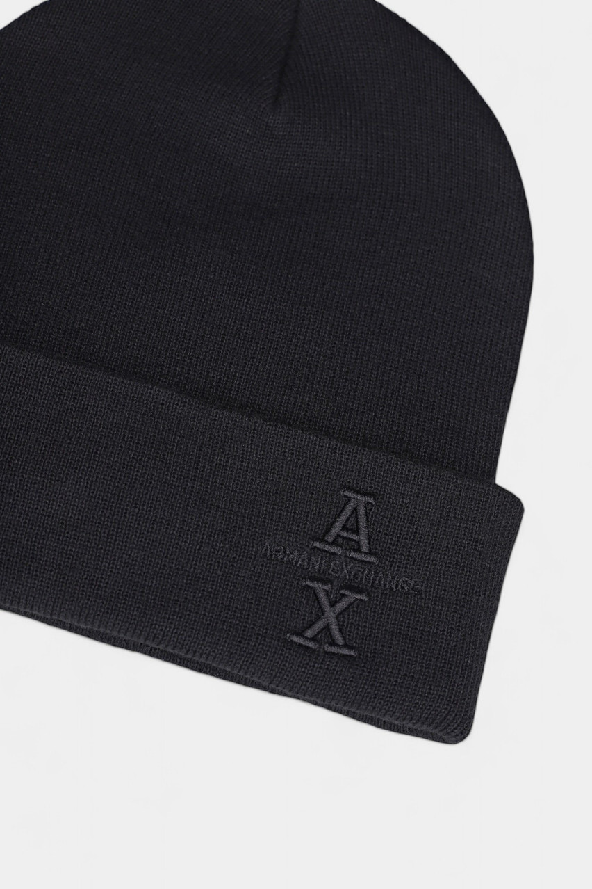 Черная вязаная шапка с вышитым логотипом 954660 4F300 00020 Armani Exchange