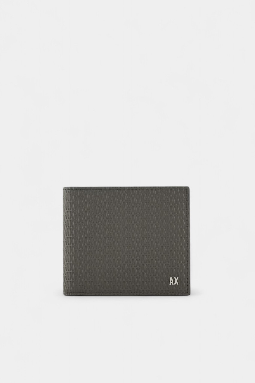Сірий шкіряний гаманець з тисненим логотипом по всій поверхні 958098 4R847 10051 Armani Exchange