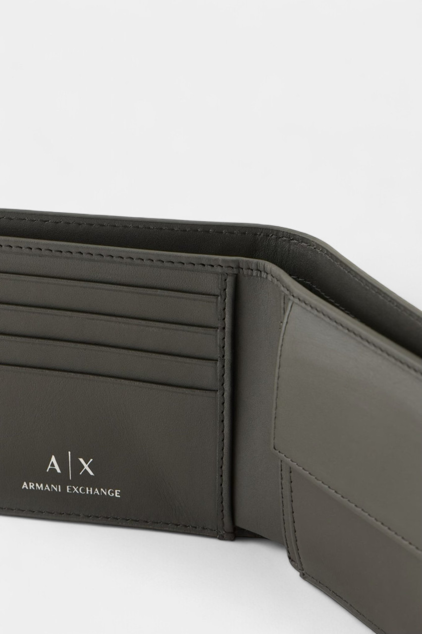 Сірий шкіряний гаманець з тисненим логотипом по всій поверхні 958098 4R847 10051 Armani Exchange