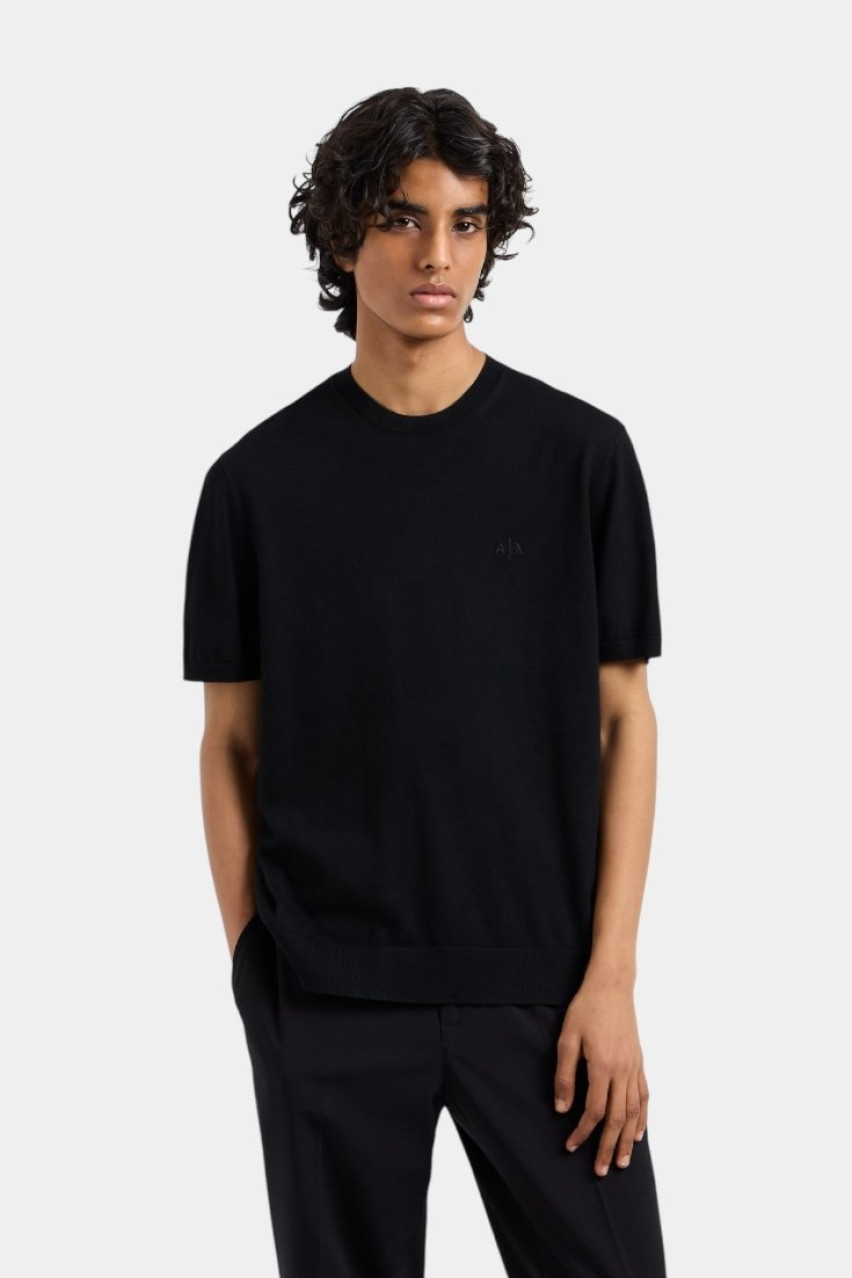Чорний вʼязаний джемпер з органічної бавовни ASV 8NZM5C ZM3JZ 1200 Armani Exchange