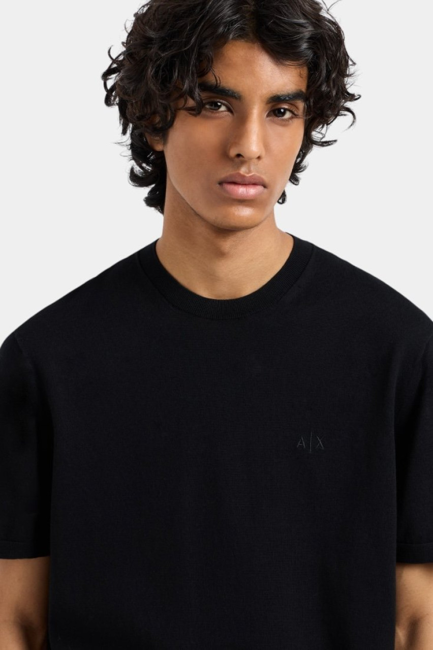 Чорний вʼязаний джемпер з органічної бавовни ASV 8NZM5C ZM3JZ 1200 Armani Exchange