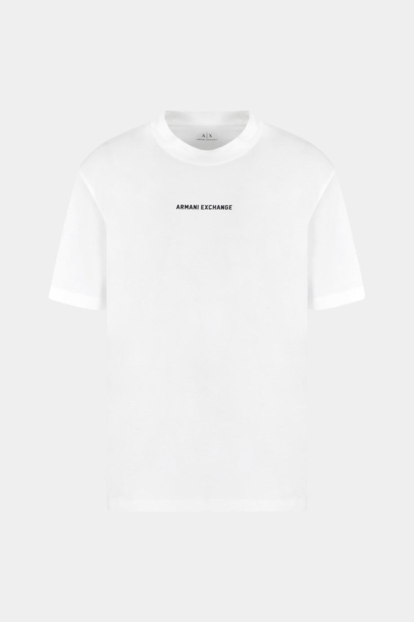Біла футболка стандартного крою з принтом-логотипом спереду та позаду XM000588 AF12308 U0009 Armani Exchange