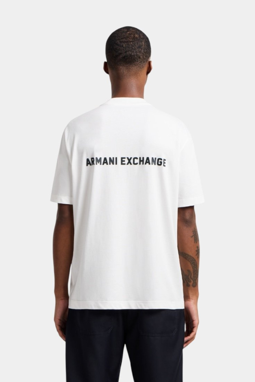 Біла футболка стандартного крою з принтом-логотипом спереду та позаду XM000588 AF12308 U0009 Armani Exchange