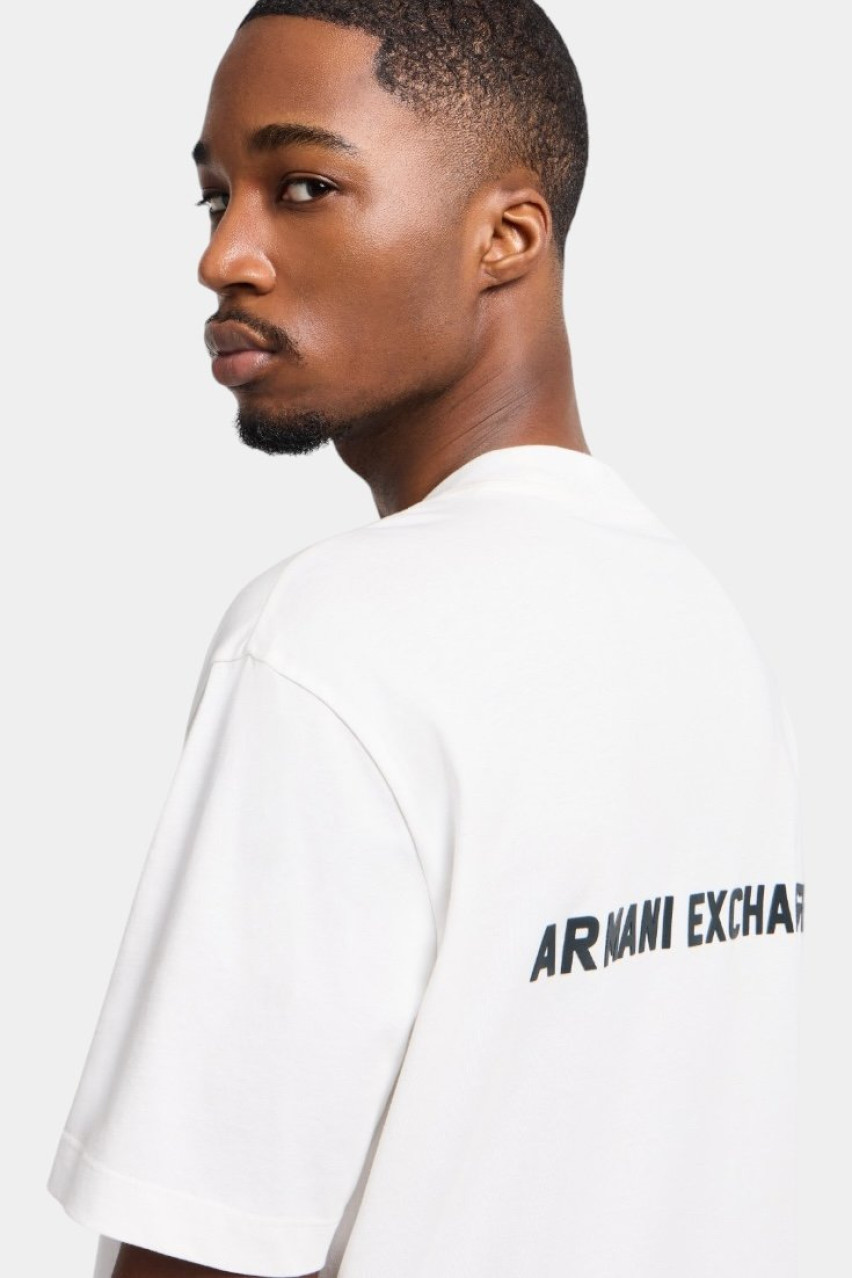 Біла футболка стандартного крою з принтом-логотипом спереду та позаду XM000588 AF12308 U0009 Armani Exchange