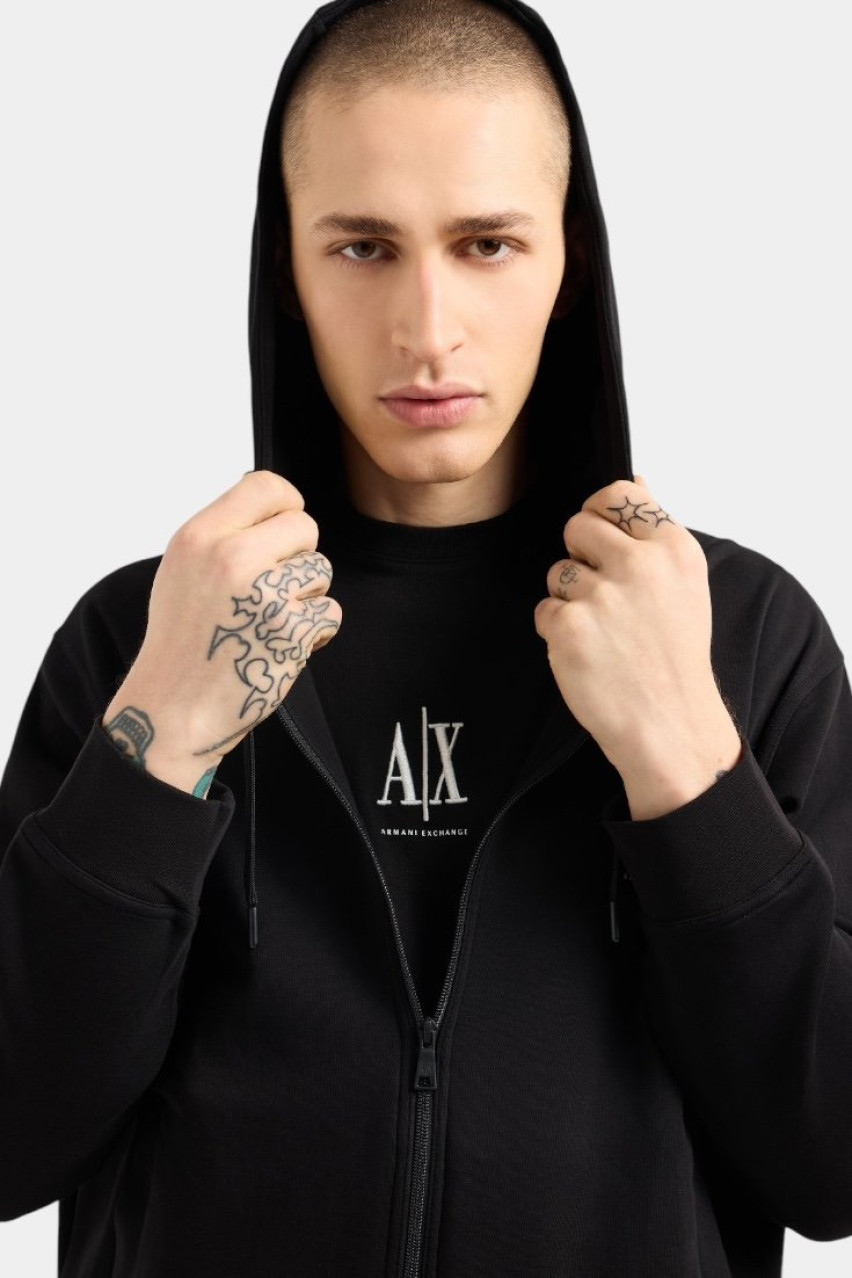 Чорне худі на блискавці XM000371 AF10818 UC001 Armani Exchange