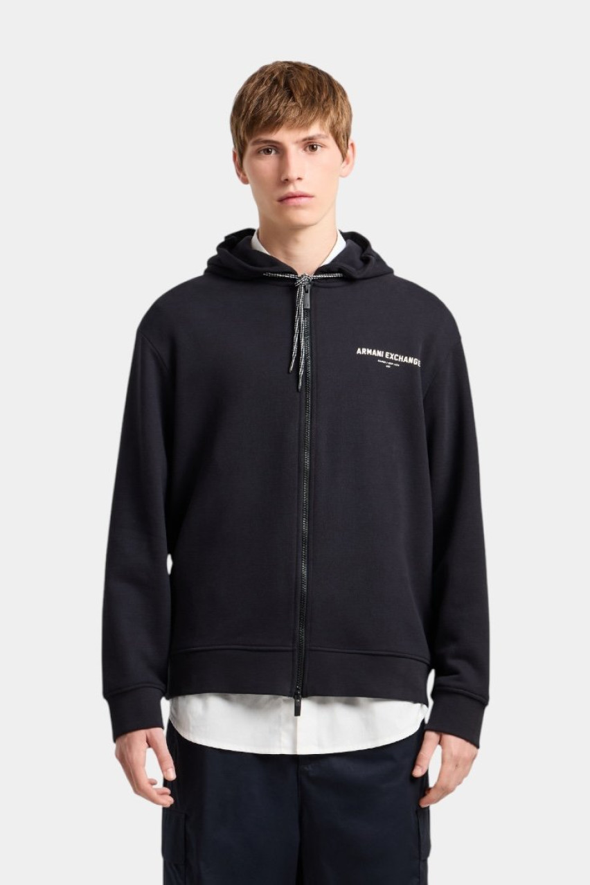 Темно-синє худі з принтом «Milan/New York» позаду XM000223 AF12656 UB101 Armani Exchange
