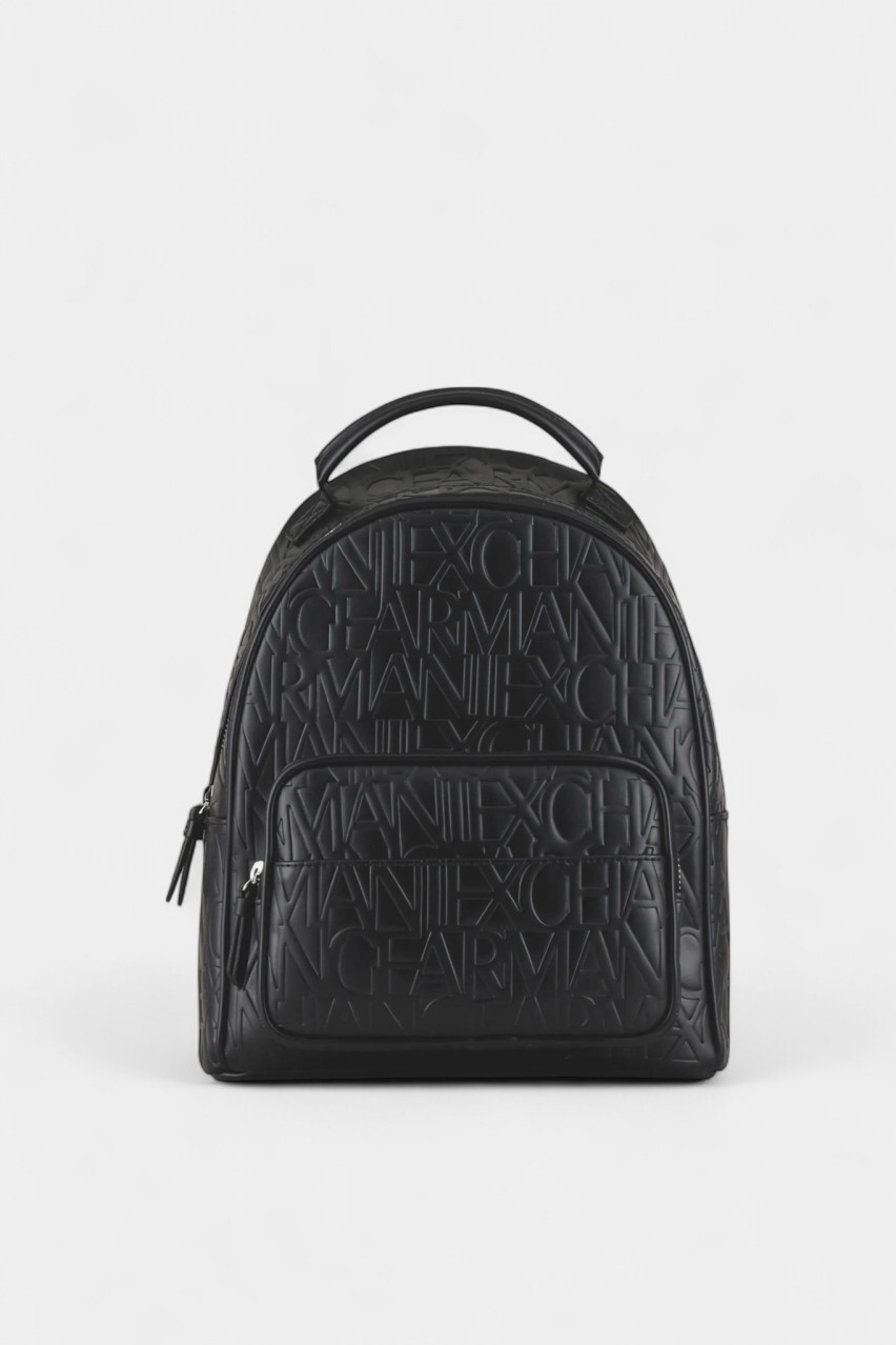 Черный рюкзак с тисненым логотипом по всей поверхности 942805 CC793 00020 Armani Exchange