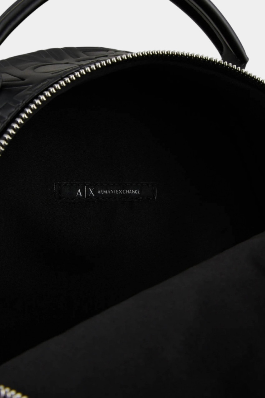 Черный рюкзак с тисненым логотипом по всей поверхности 942805 CC793 00020 Armani Exchange