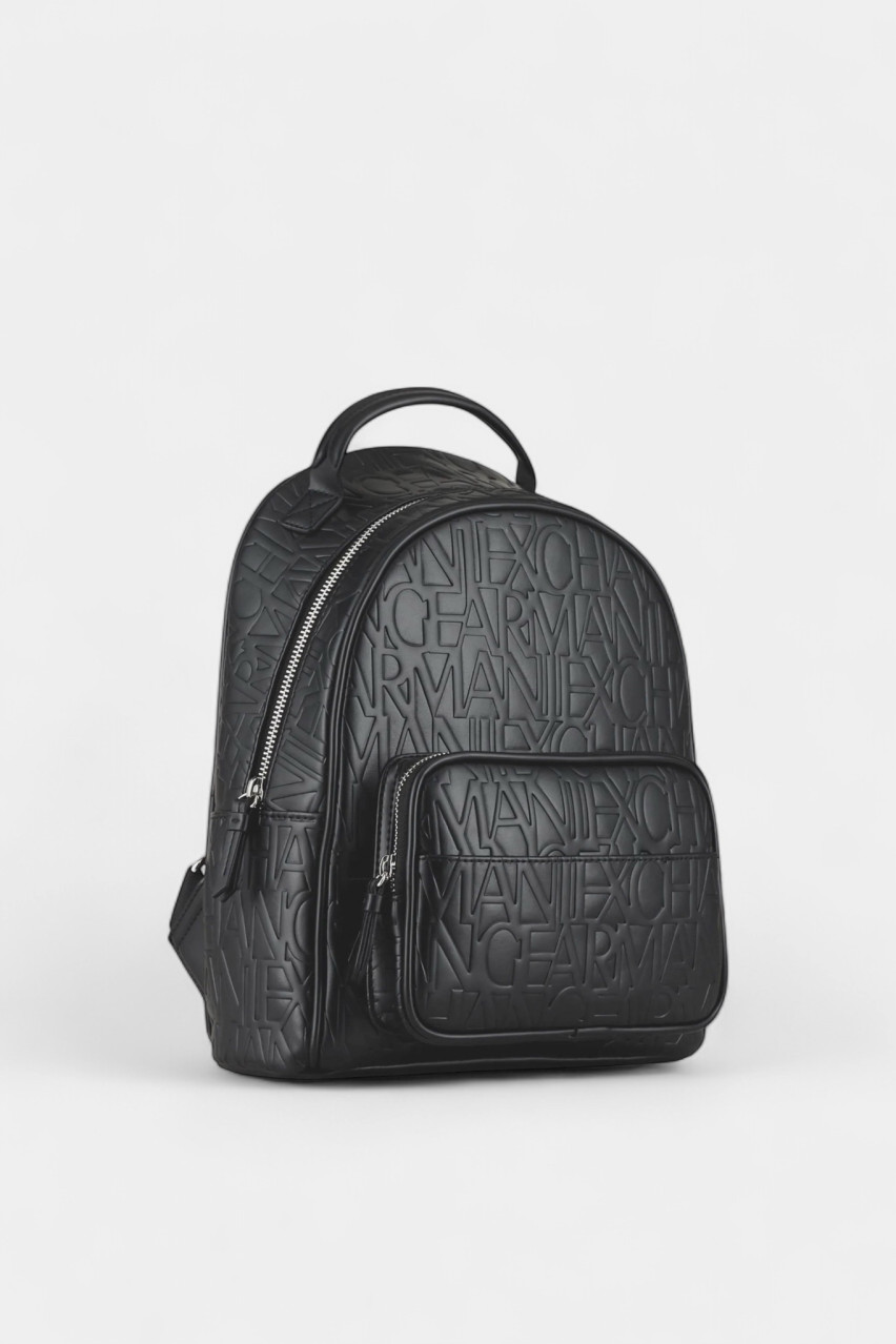 Черный рюкзак с тисненым логотипом по всей поверхности 942805 CC793 00020 Armani Exchange