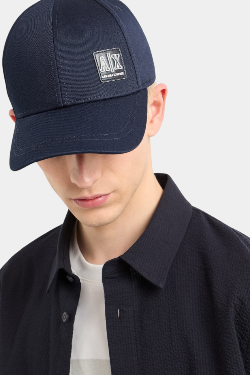 Темно-синя бавовняна кепка з логотипом XM001255 AF15066 UB101 Armani Exchange