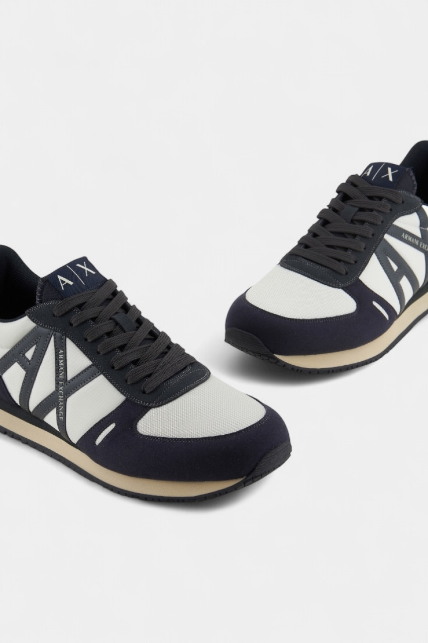 Бело-синие сетчатые кроссовки из экозамши и нейлона XUX017 XCC68 U390 Armani Exchange