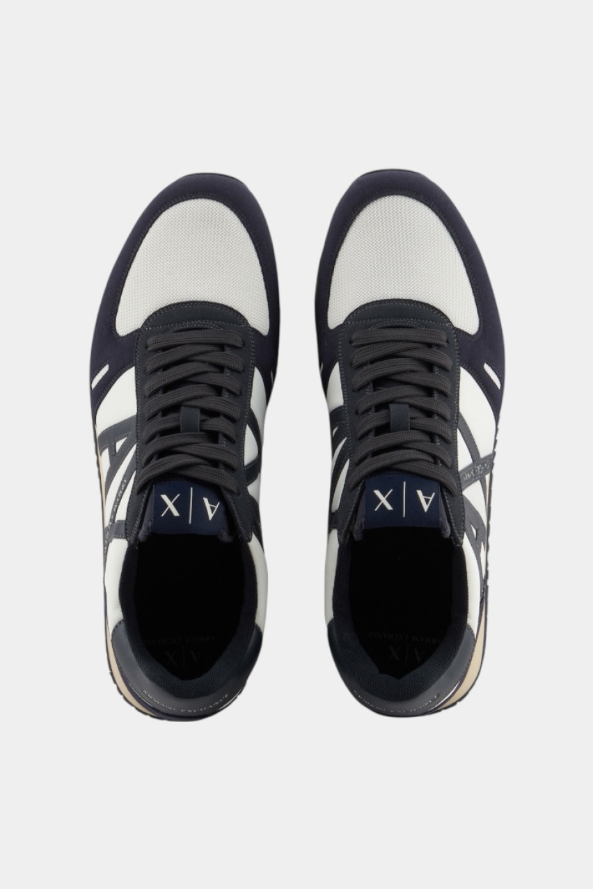 Бело-синие сетчатые кроссовки из экозамши и нейлона XUX017 XCC68 U390 Armani Exchange