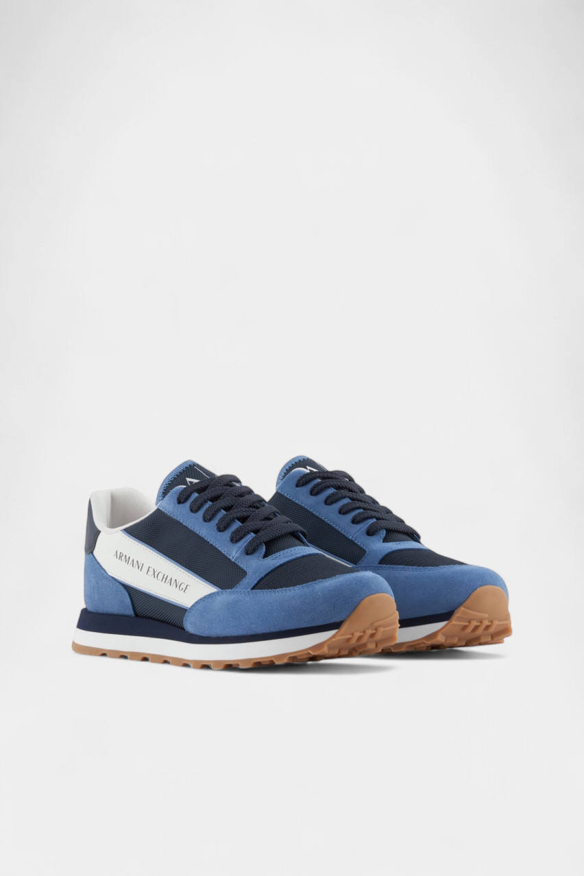 Сині замшеві кросівки з сітчастими вставками XUX083 XV263 U394 Armani Exchange