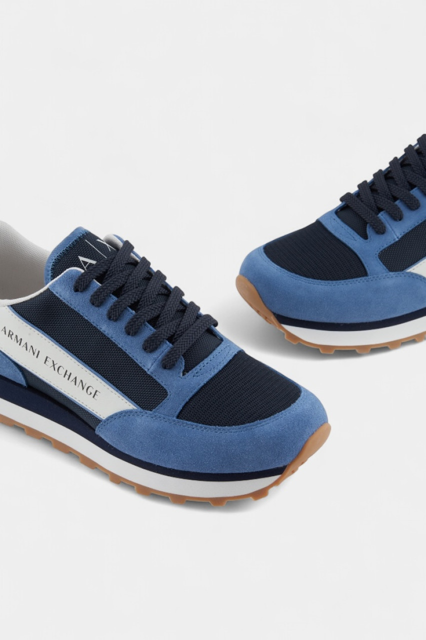 Сині замшеві кросівки з сітчастими вставками XUX083 XV263 U394 Armani Exchange