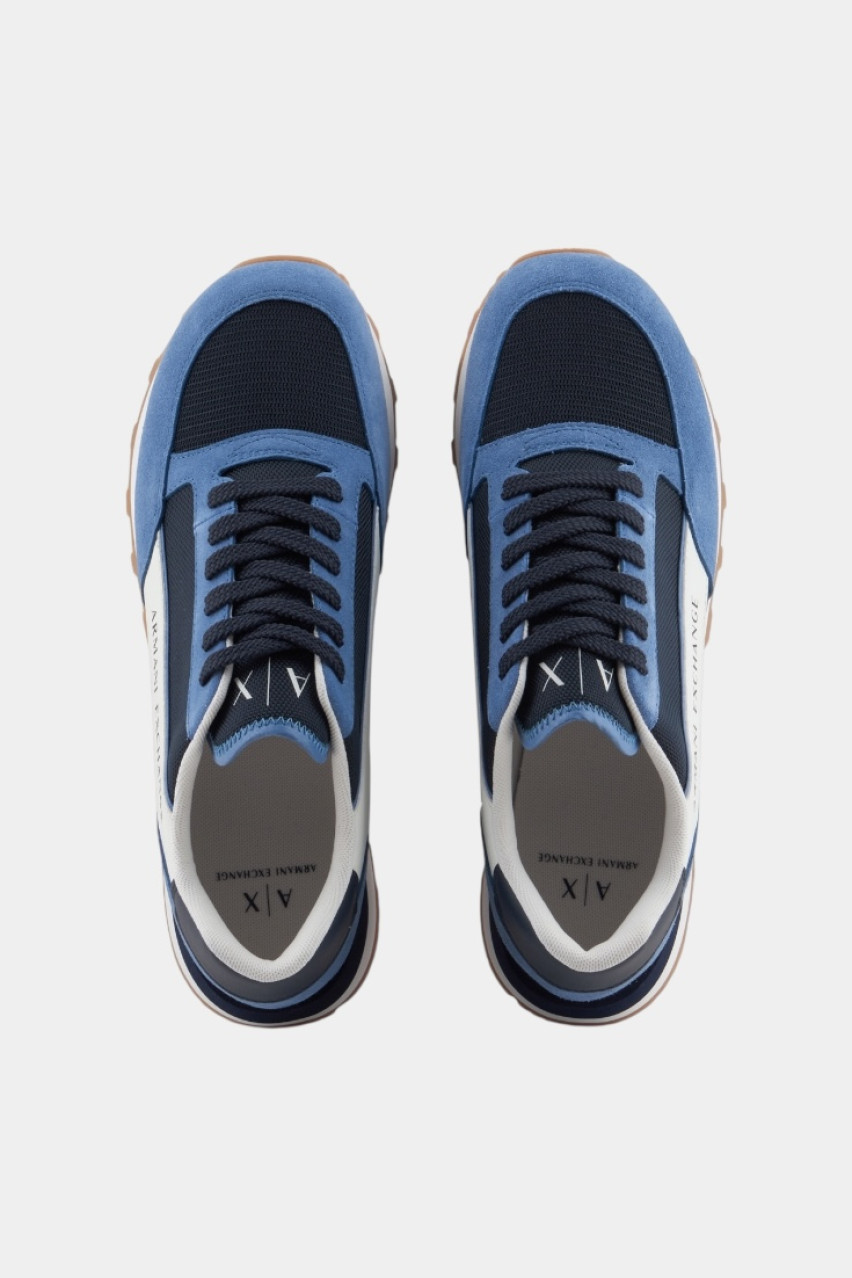 Сині замшеві кросівки з сітчастими вставками XUX083 XV263 U394 Armani Exchange