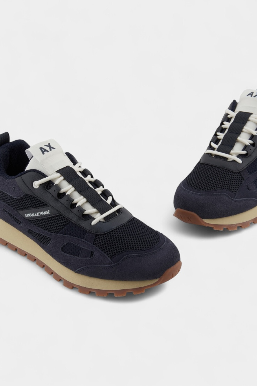Темно-сині сітчасті кросівки з екозамші та нейлону XUX264 XV956 U393 Armani Exchange