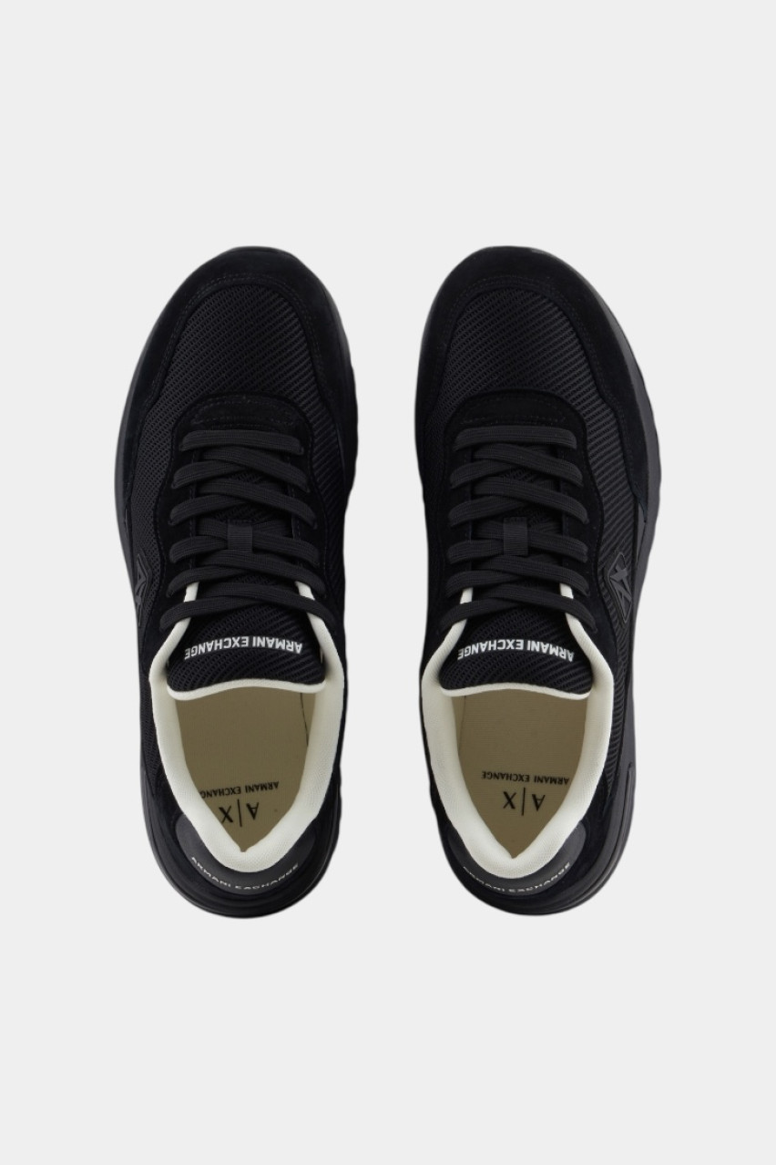 Чорні сітчасті кросівки з гумовим логотипом XUX240 XV910 Q781 Armani Exchange