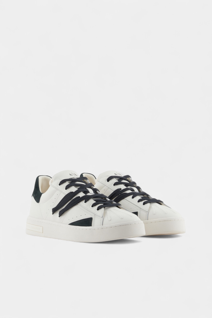 Молочные кожаные кеды с контрастными шнурками XUX245 XV915 U384 Armani Exchange