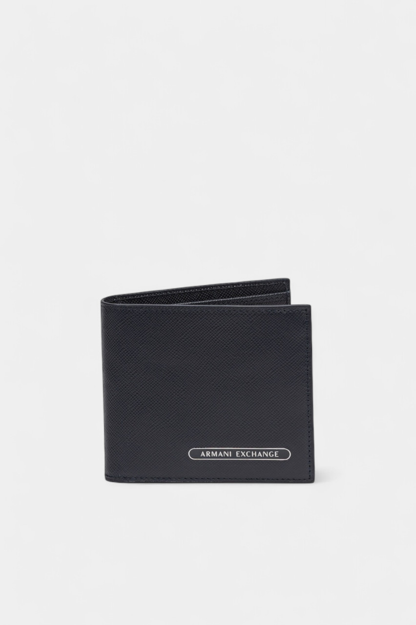 Темно-синій шкіряний гаманець з металевим логотипом XM000168 AF12702 UB101 Armani Exchange