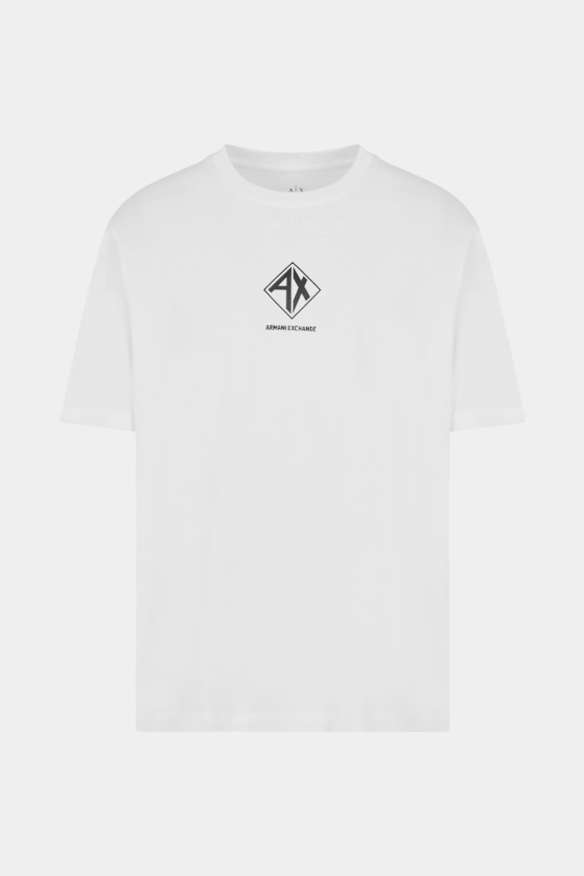 Біла футболка стандартного крою з принтом-логотипом XM000276 AF12308 U0009 Armani Exchange
