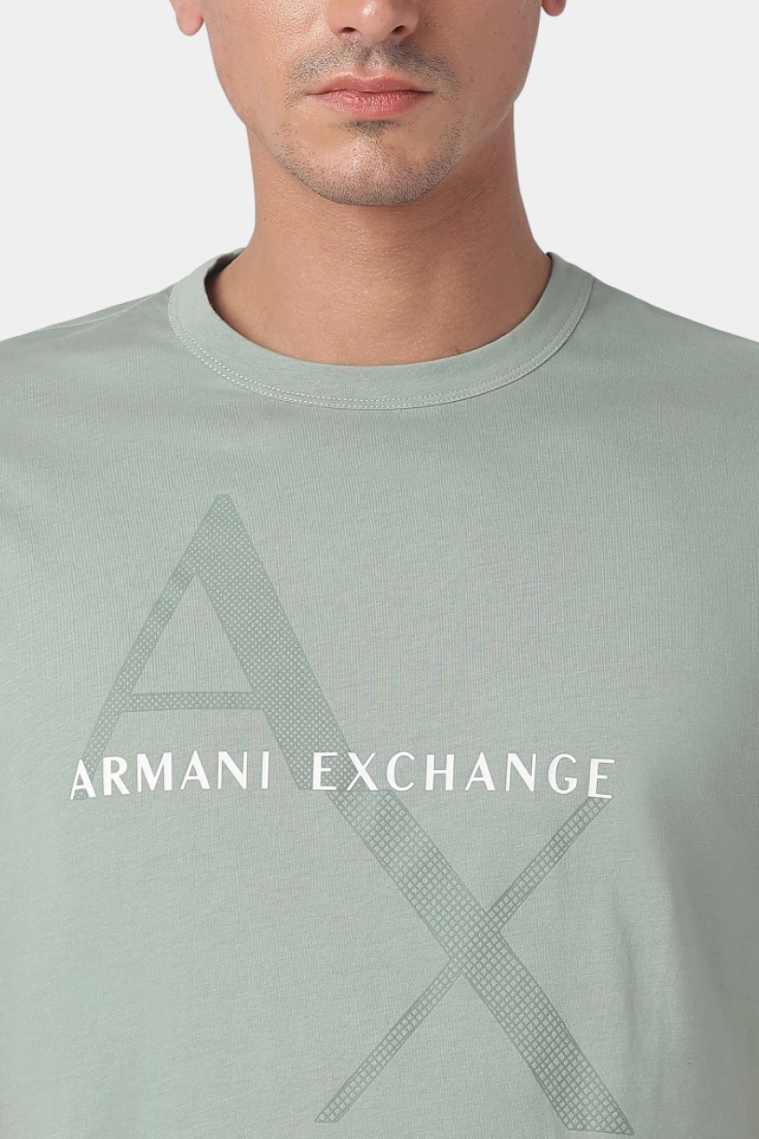 Мятная футболка стандартного кроя с диагональным логотипом 8NZT76 Z8H4Z U9212 Armani Exchange