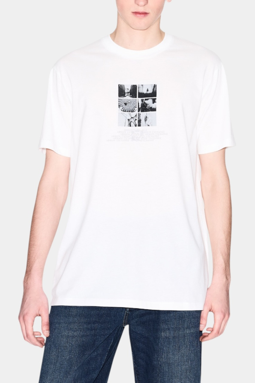 Біла футболка стандартного крою з фото-принтом XM000565 AF10356 U0009 Armani Exchange